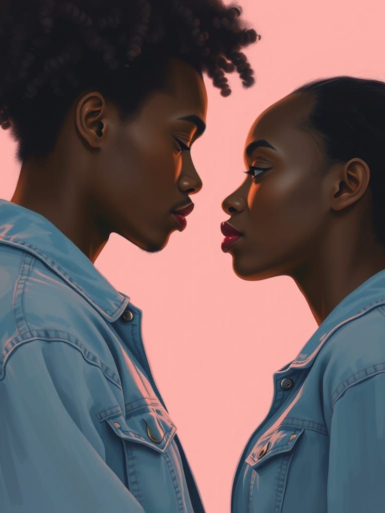 Intimate Portrait of Two Black Individuals in Denim