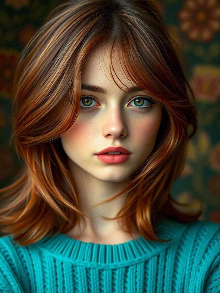 Beautiful Woman in Art Nouveau Style Portrait