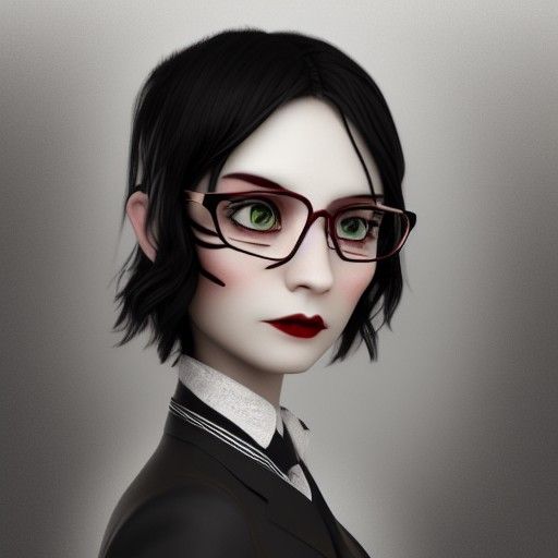 Gothic Victorian Girl with Round Glasses