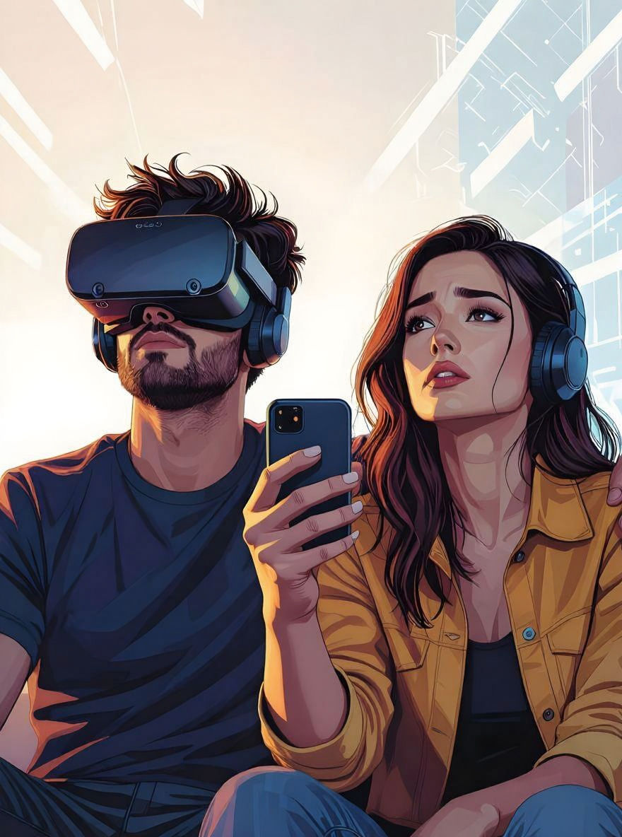 Couples Disconnected: Technology's Impact, Digital Art