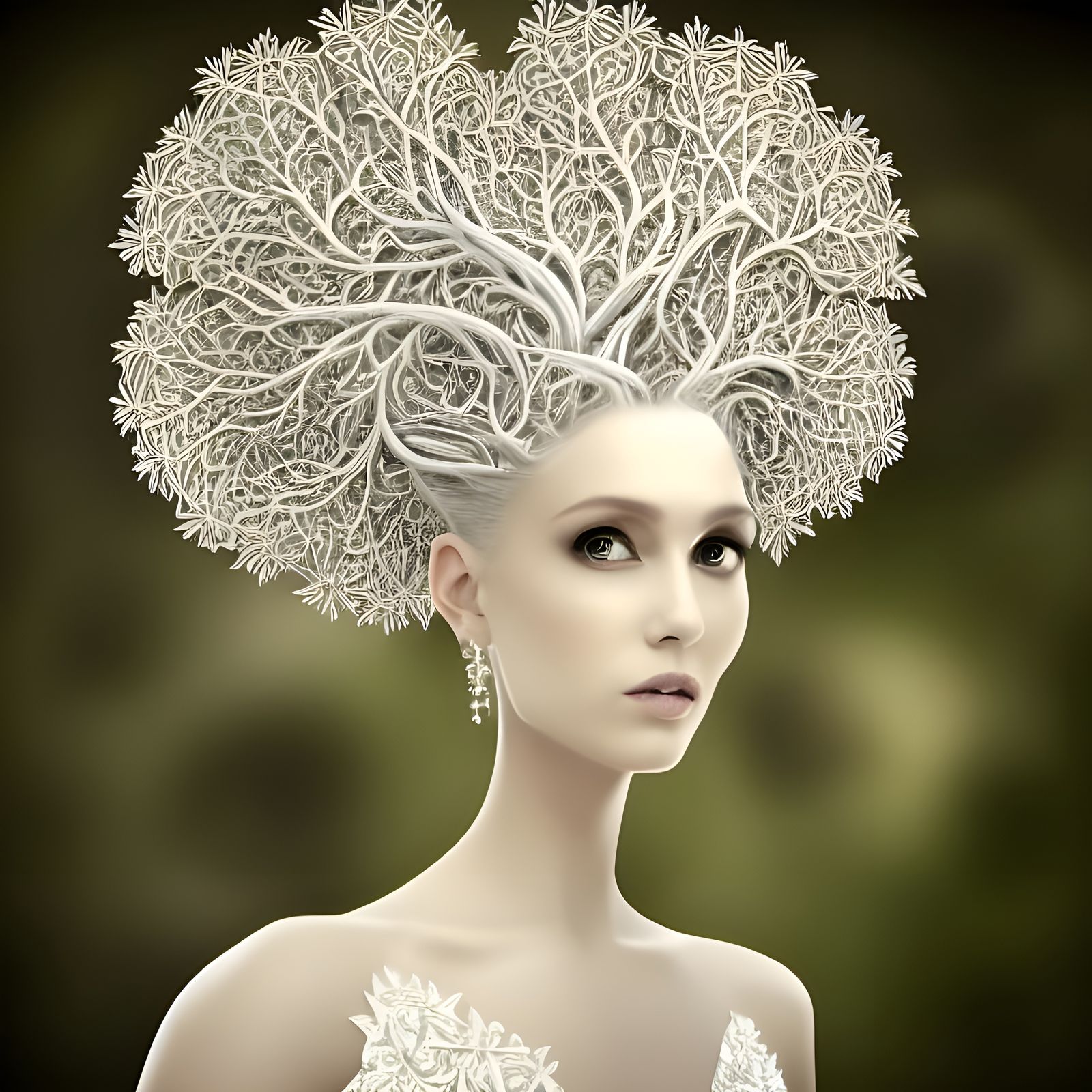 Beautiful Queen with Fractal Ornament Hair
