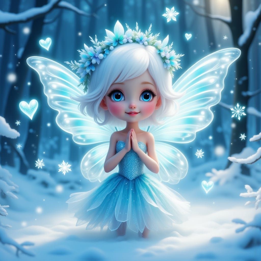 Cute Ice Fairy Conjuring Frosty Shapes