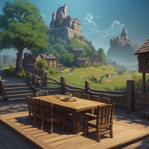 Mythical Wizard's Workshop in Vibrant, Fantastical Lighting