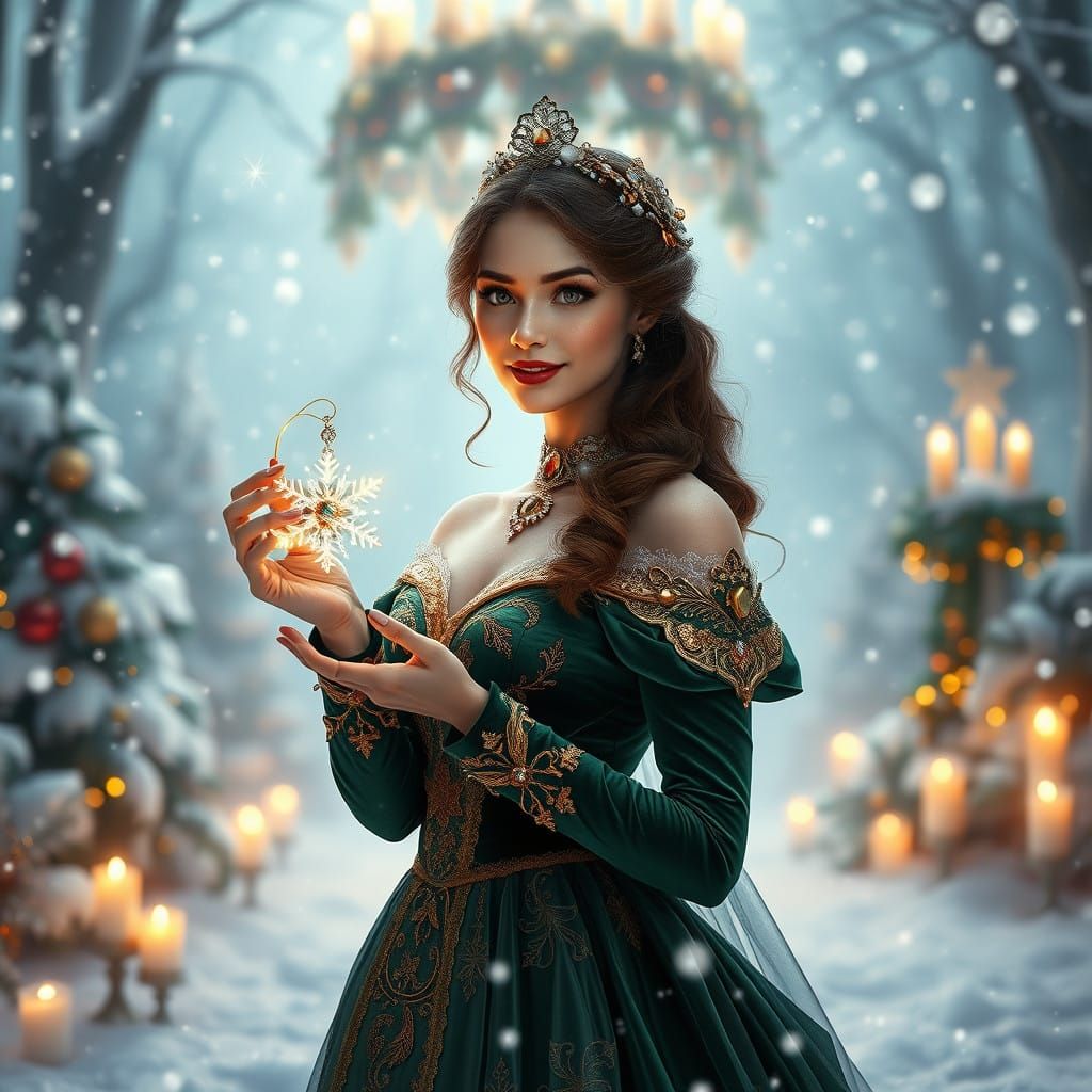 Ethereal Christmas Beauty in Snowy Winter Wonderland