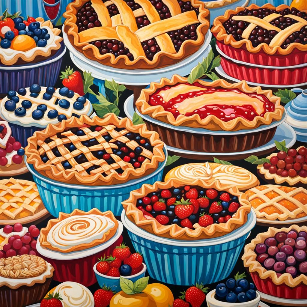 detailed highlights and whites, delectable pies, from fruit-...