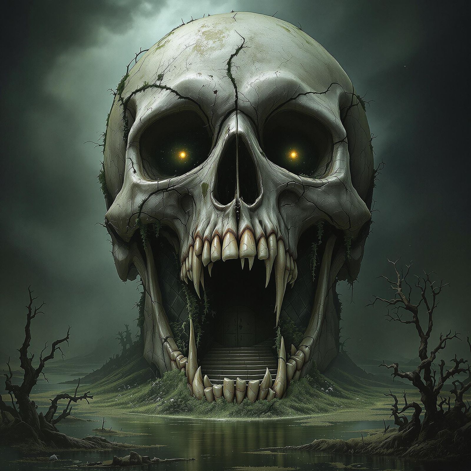 Ancient, Decaying Skull Rises from Putrid Swamp