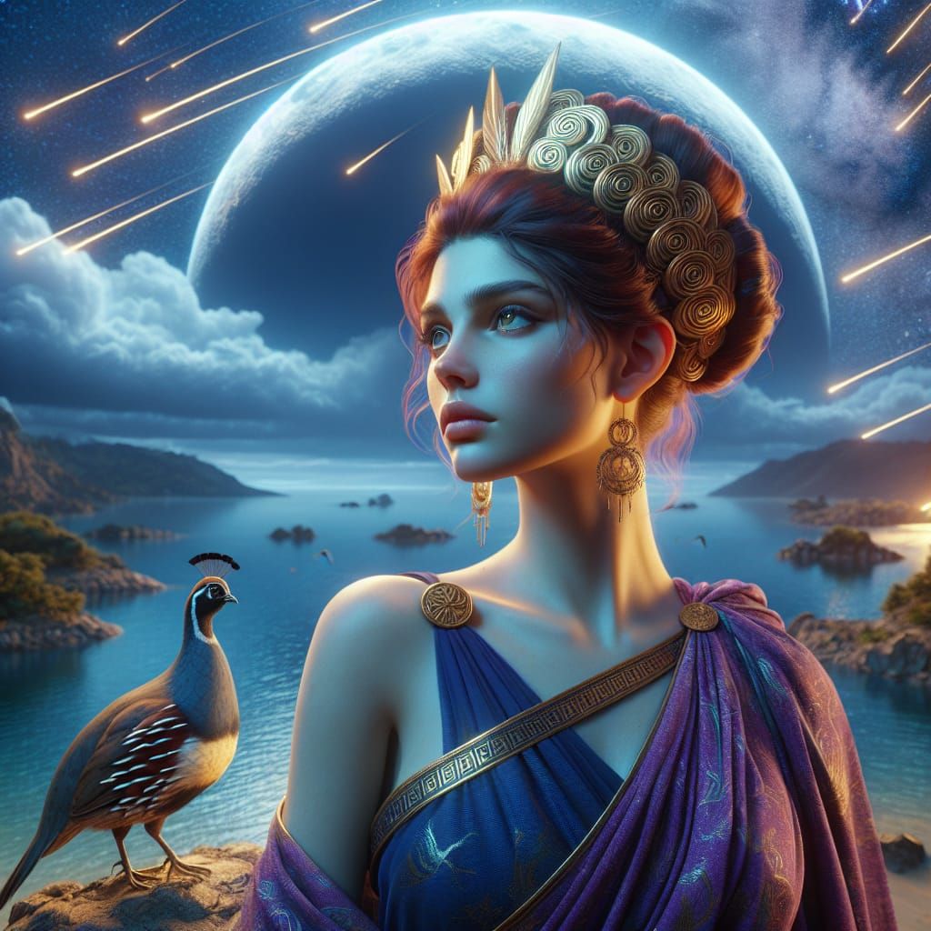 Asteria, Goddess of Falling Stars, in Digital Painting