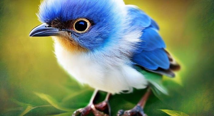 Whimsical Fantasy Bird in Soft Feathered Nest