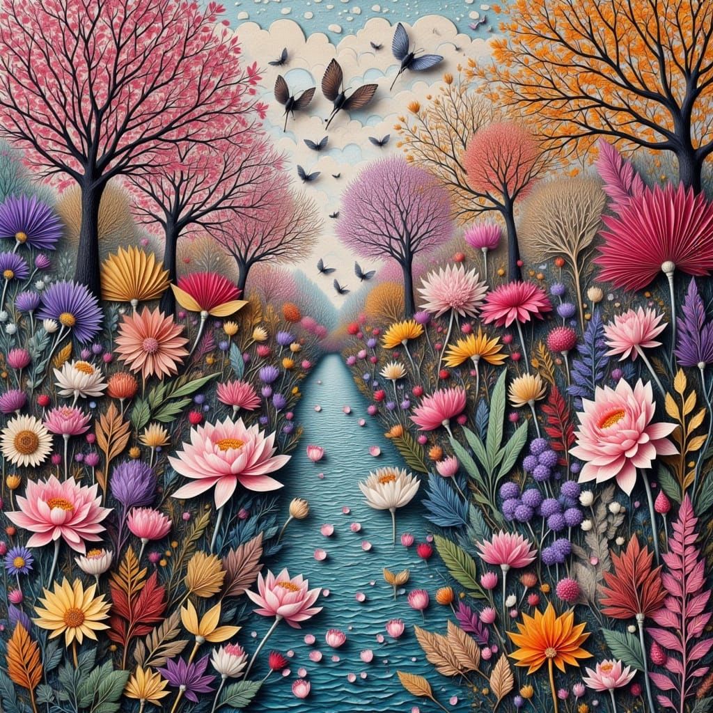 Nature's Diversity in Mixed Media Collage