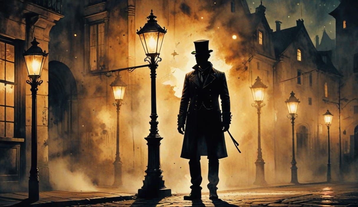 Steampunk Figure in Modern European Ink Painting