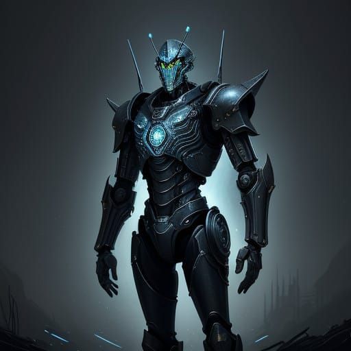 Cybernetic Gemling Warrior in Dark, Gritty Sci-Fi Realism