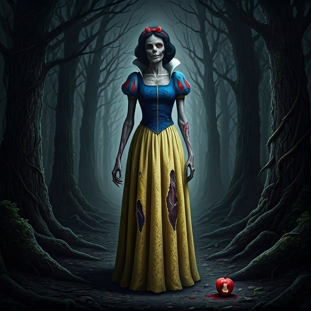 Zombie Snow White in Gothic Forest