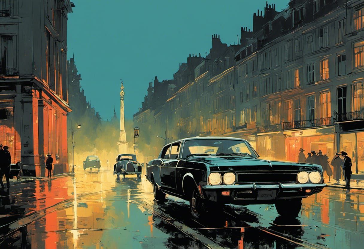 Brussels Noir: 1970s Drive-By in Comic Art Style