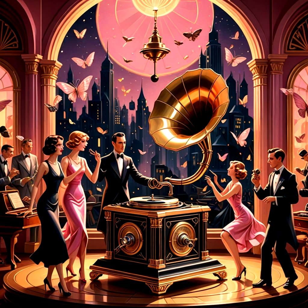 Art Deco Kingdom Thriving Inside Vintage Gramophone