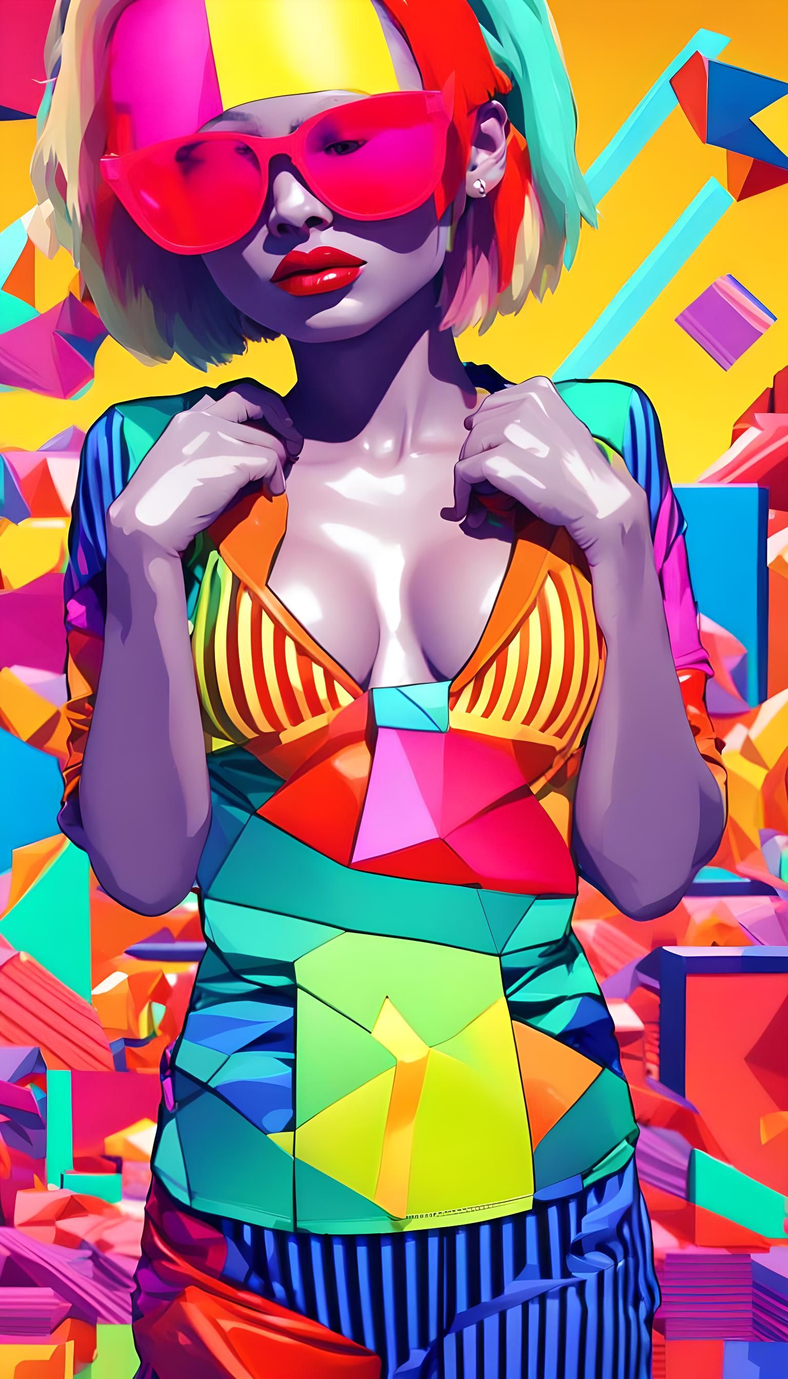 Mitzy Modeling in Pop Art Style