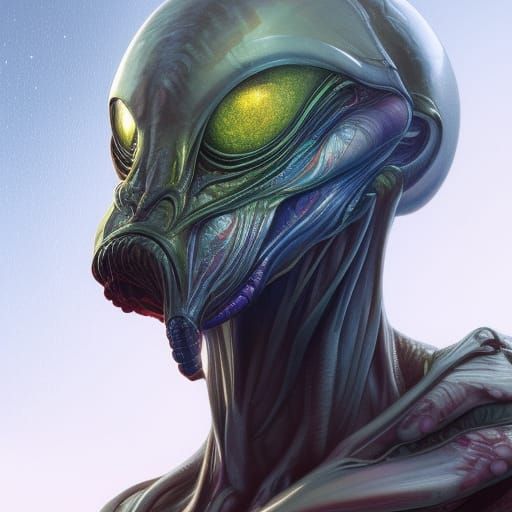 Vibrant Alien Portrait in Realistic Art Style