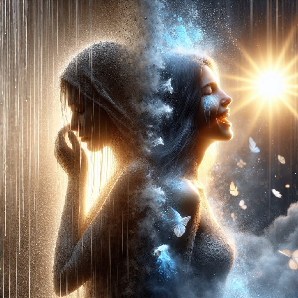 Duality: Water Silhouette and Radiant Light