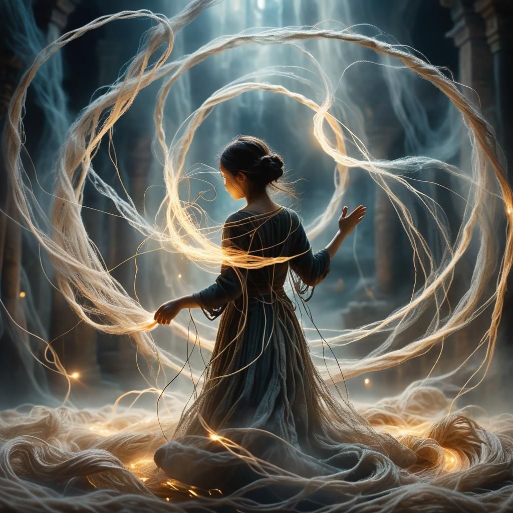 Weaver of Glowing Threads in Fantasy Art