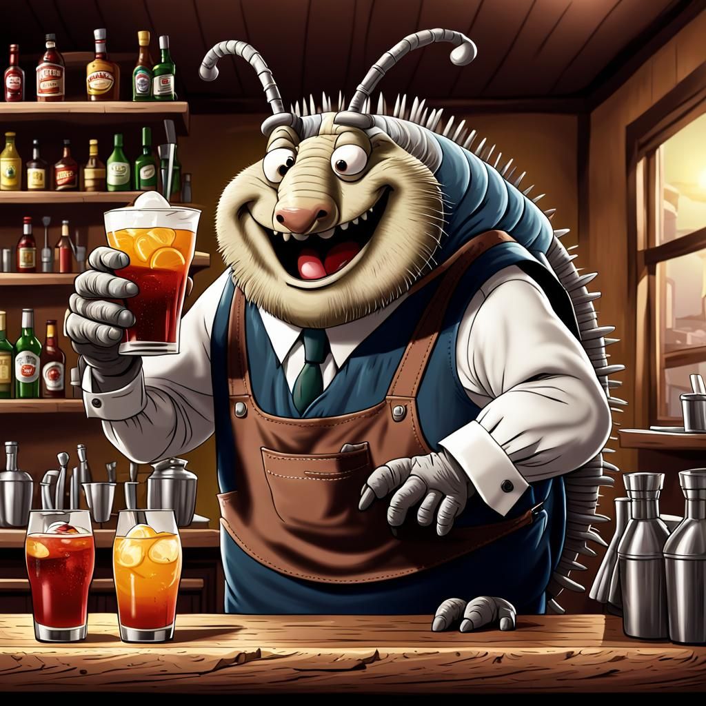 A woodlouse was serving drinks. So I asked him "Is the bar t...