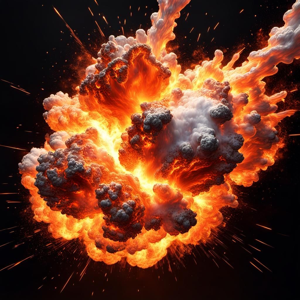Dramatic Explosion of Molten Metal in 3D Rendering