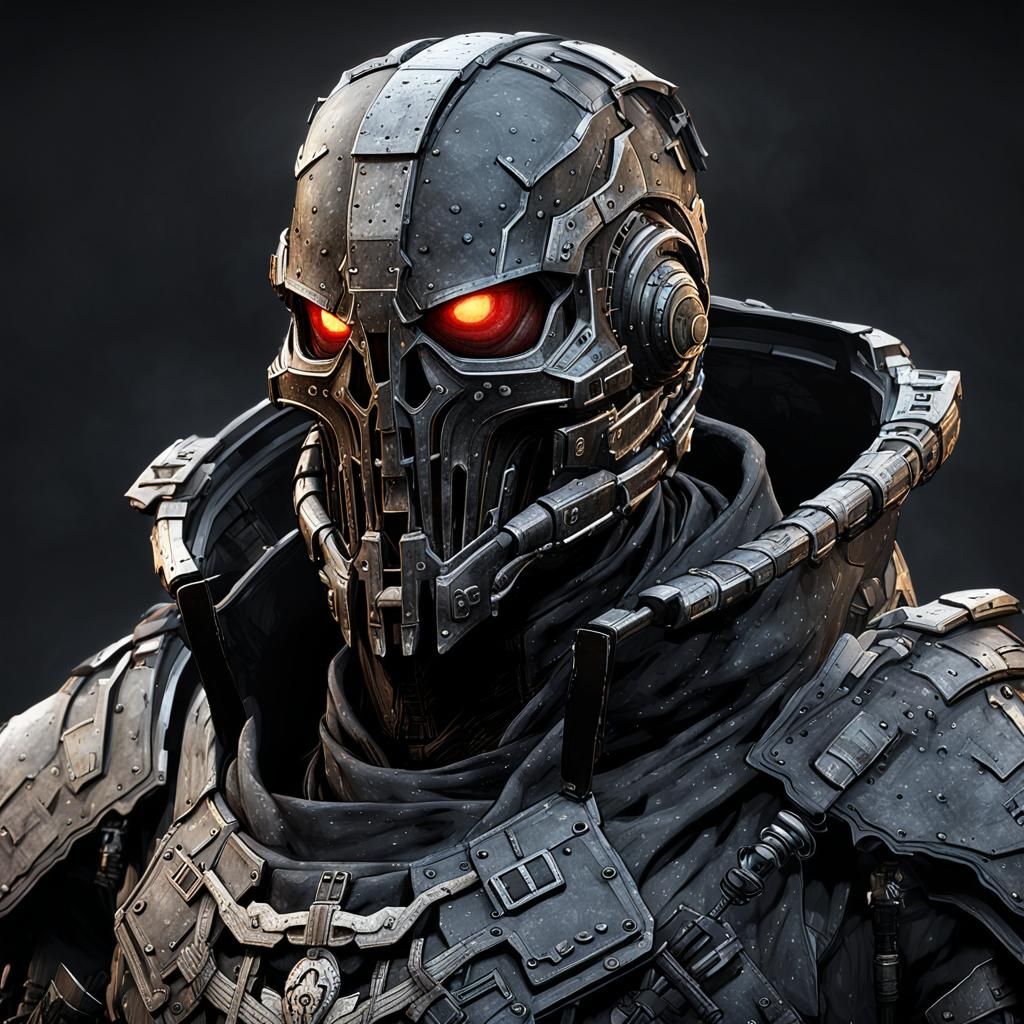 Armored Figure in a Wasteland, Digital Art