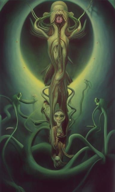 Vampire Easter Bunny in Art Nouveau Style