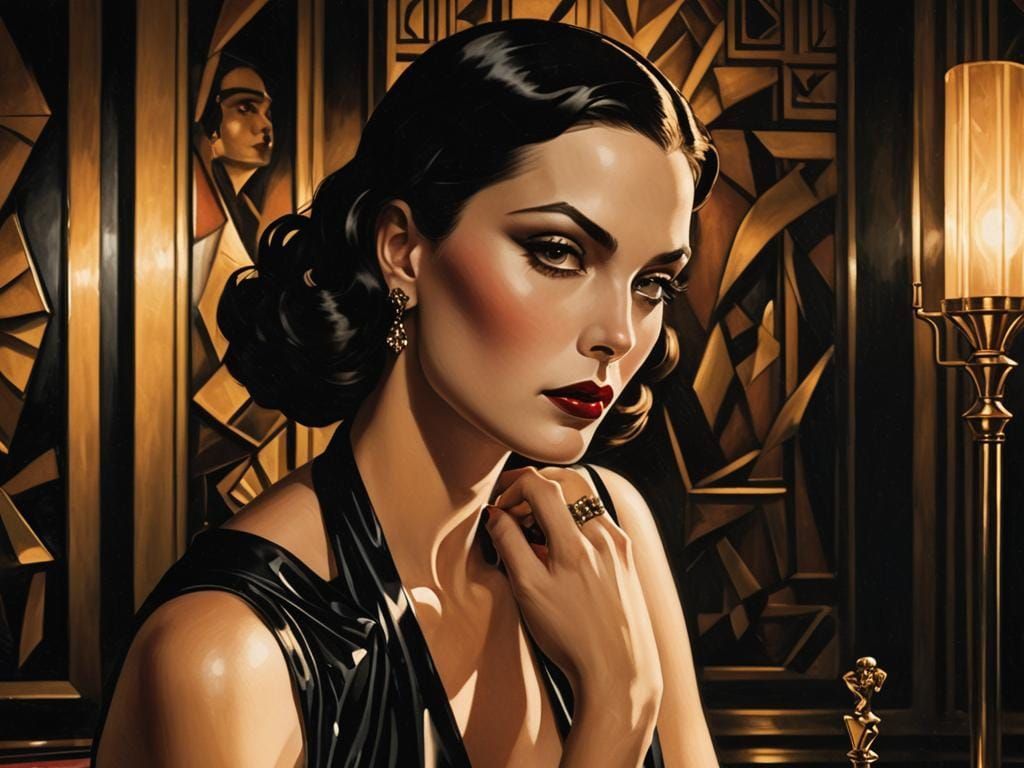 Elegant Portrait in Lempicka Art Deco Style