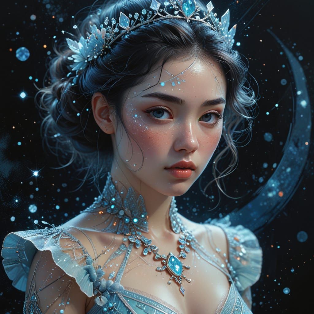Ethereal Princess in Shimmering Light Blue Gown