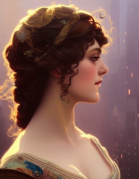 Victorian Woman Portrait in Art Nouveau Style