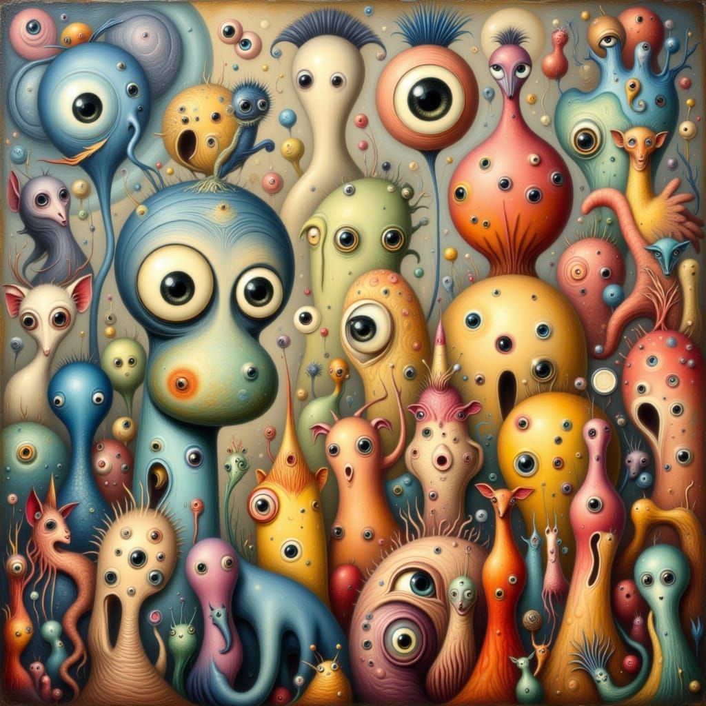 Vibrant People Smiling in Abstract Art Style