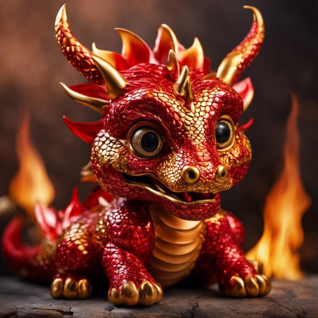 Intricate Red and Gold Chinese Dragon Baby