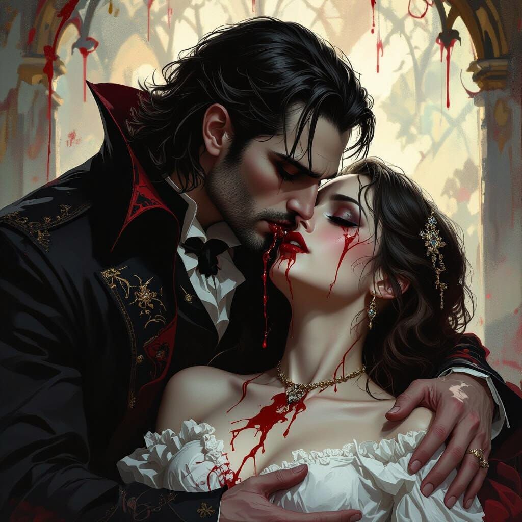 Gothic Vampire Portrait in Dramatic Lighting