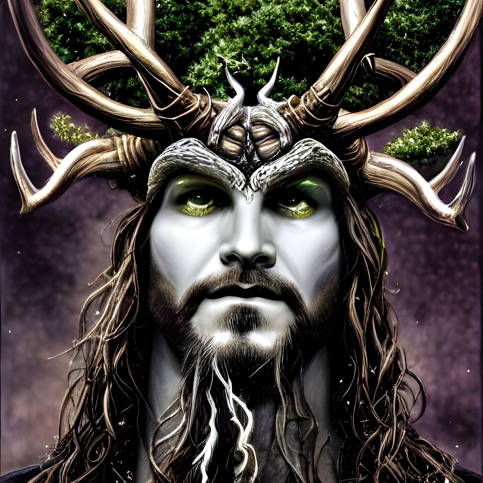 Ethereal Painting of Cernunnos in Hyperdetailed Style