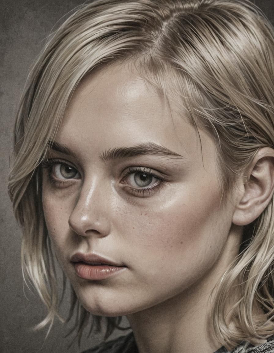 Hyperrealistic Portrait of a Young Blonde Woman