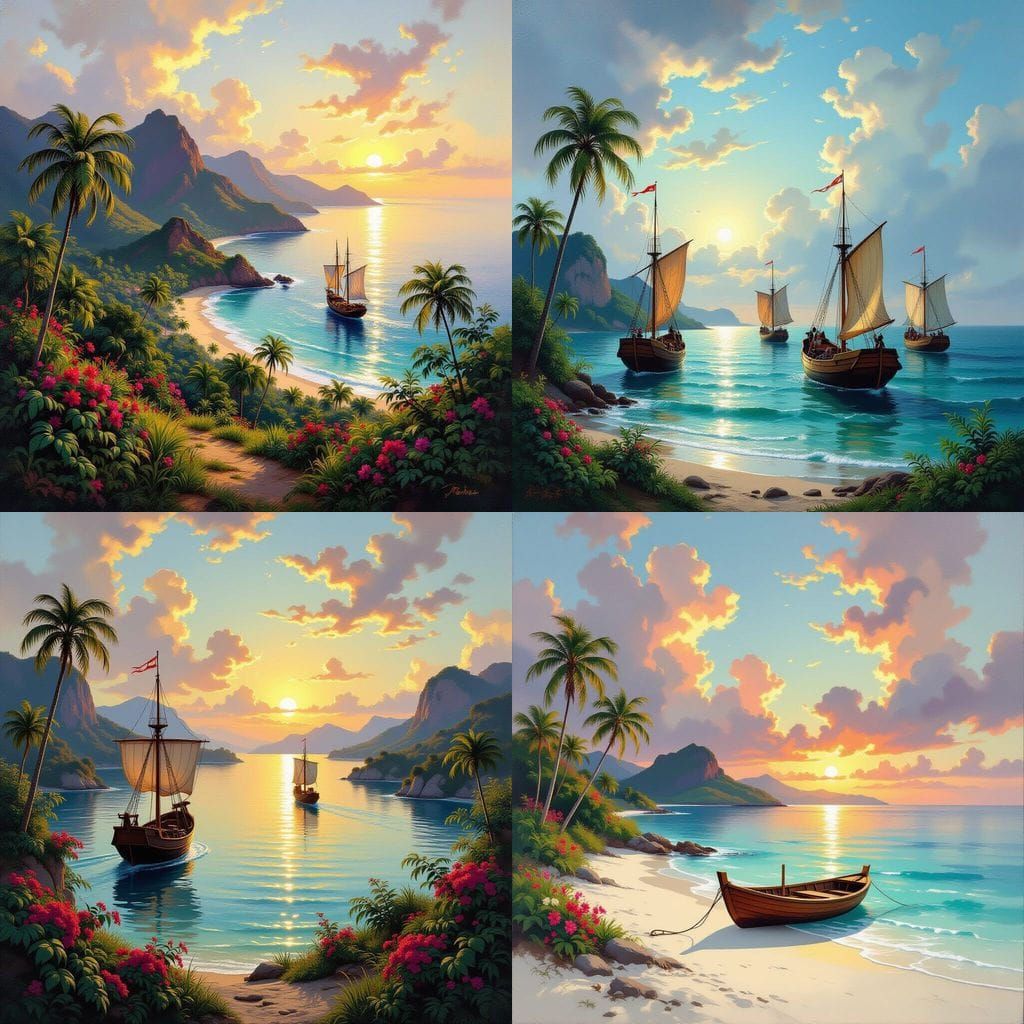AI Art of Islands Reached by Christopher Columbus