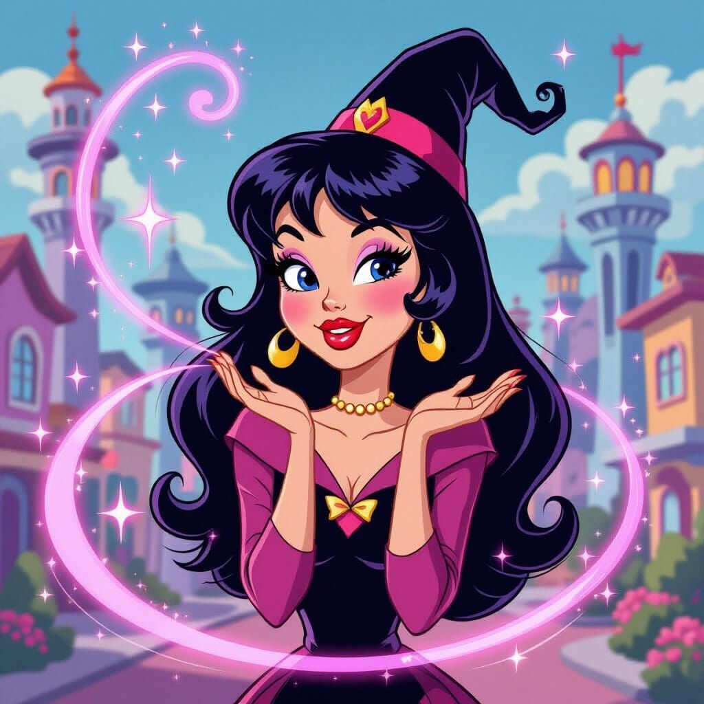 Hanna-Barbera Love Witch Flirting in Retro Style