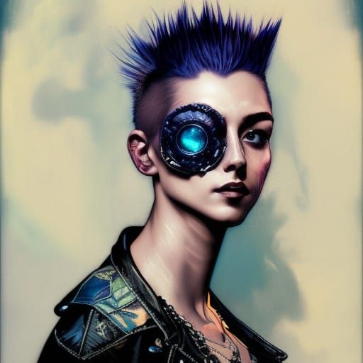 Punk Rock Princess Portrait with Sapphire Mohawk