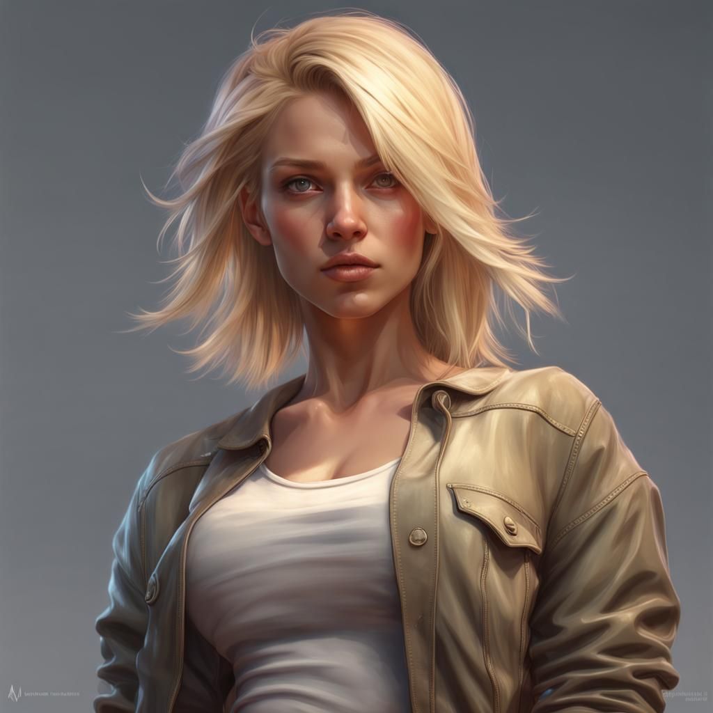 Hyperdetailed Portrait of Blonde Girl in Jeans