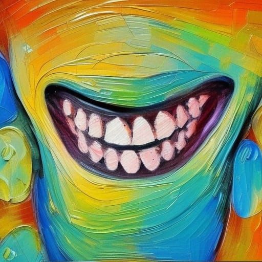 Colorful Teeth in Neo-Impressionist Expressionist Oil Painti...