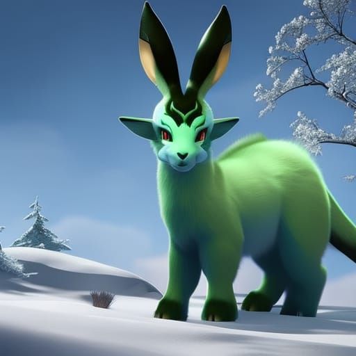 Realistic Glaceon Pokemon in Dark Fantasy Style