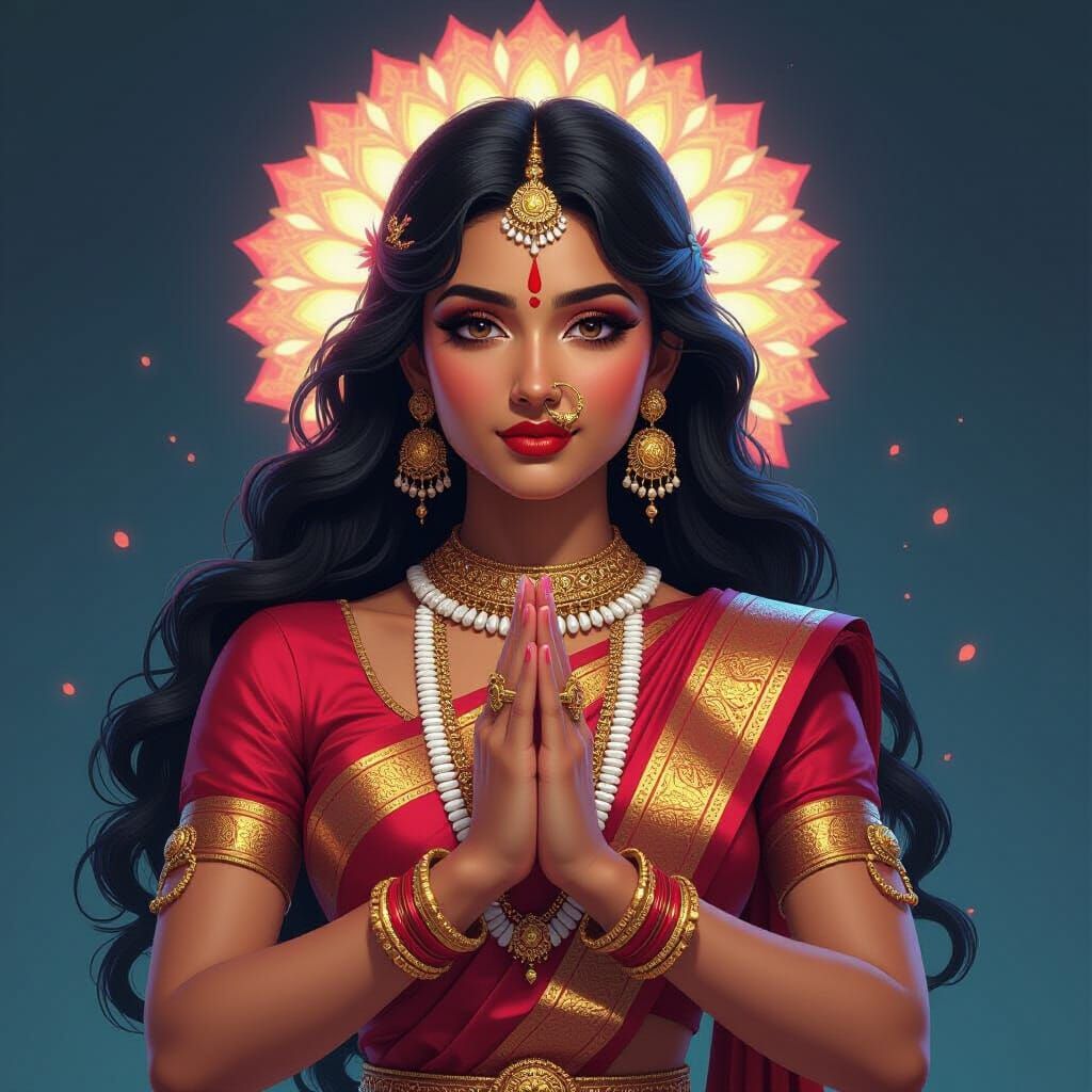 Indian Dancer Portrait in Vibrant Art Nouveau Style