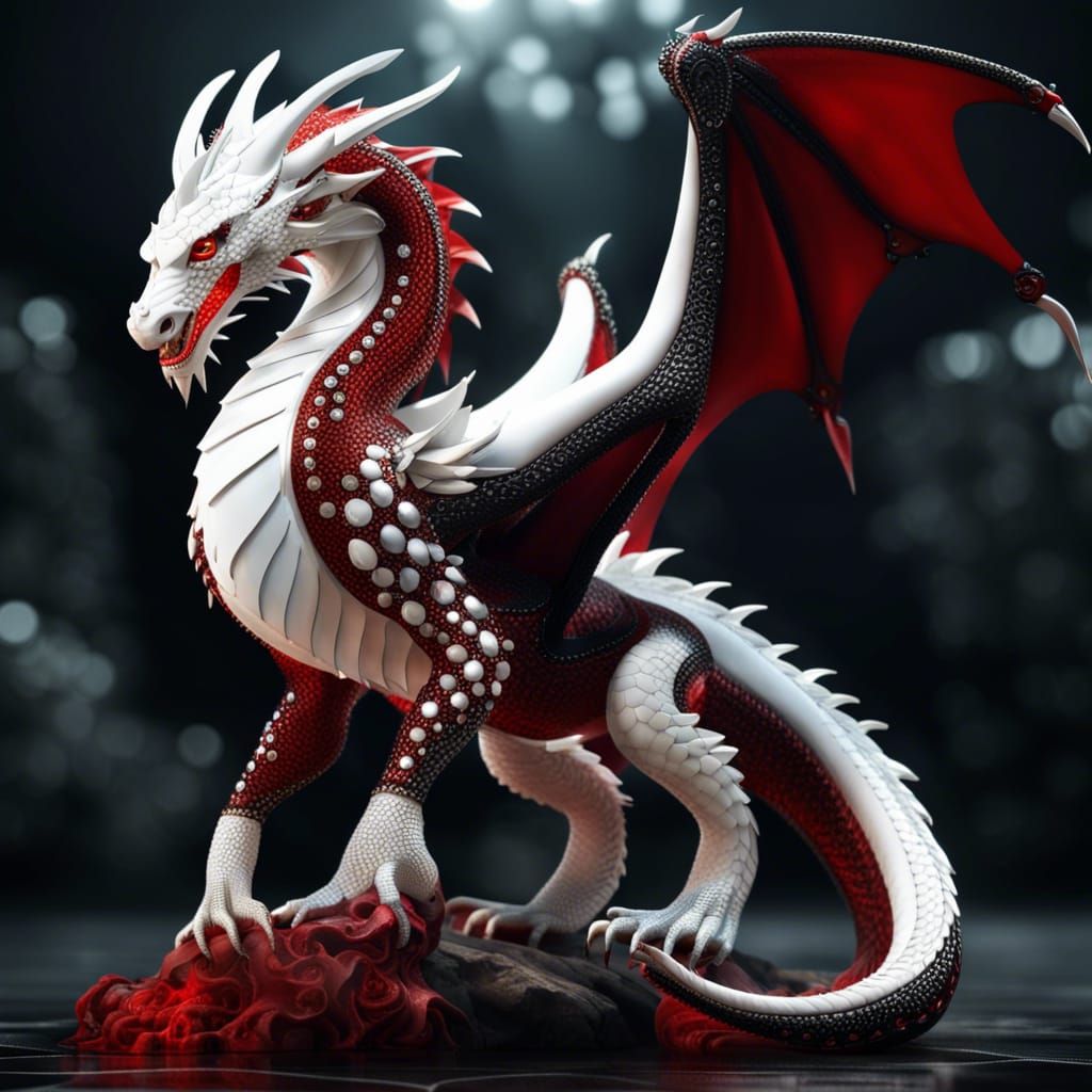 Diamond Bejeweled Majestic Dragon in Dynamic Style