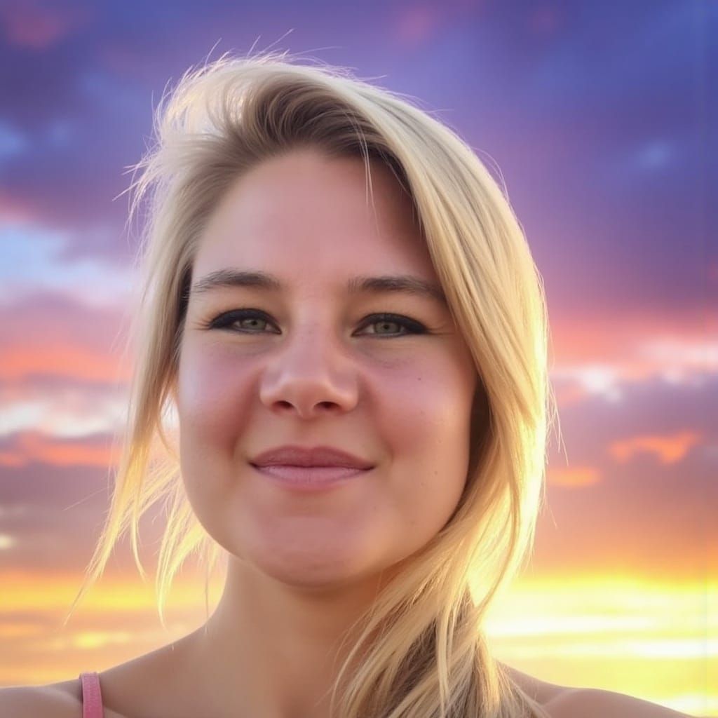 Angel Watching Sunrise: Whimsical Digital Render