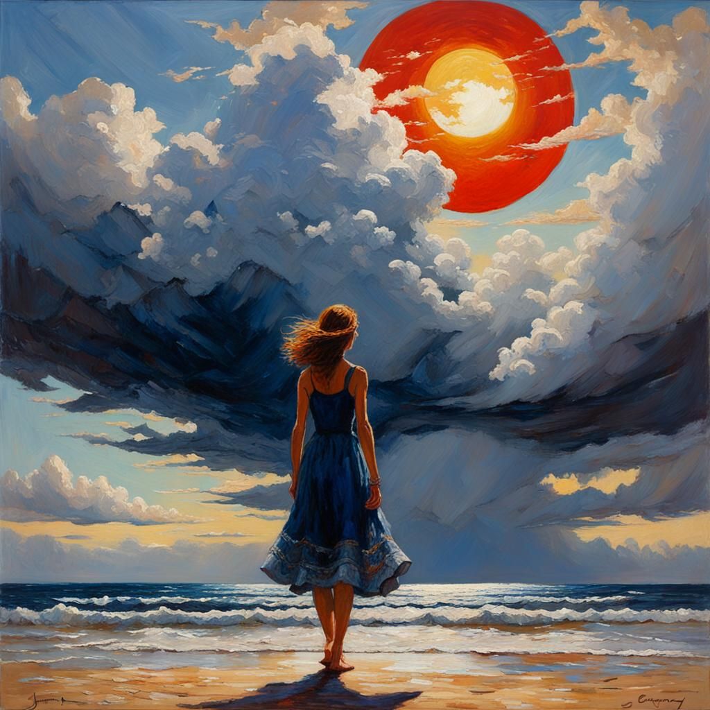 Sunlight Through Clouds: An Oil Painting