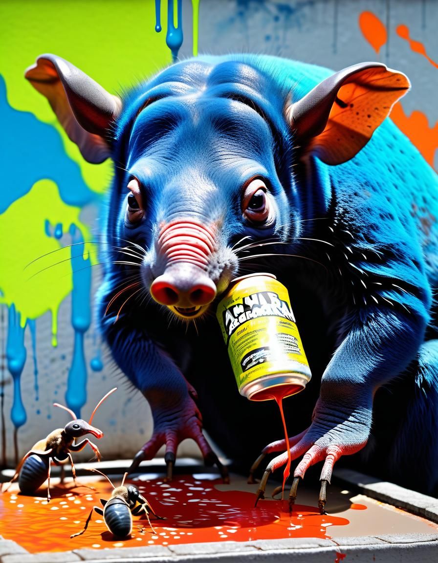Aardvark Antagonizing Ants: Graffiti Art Illustration