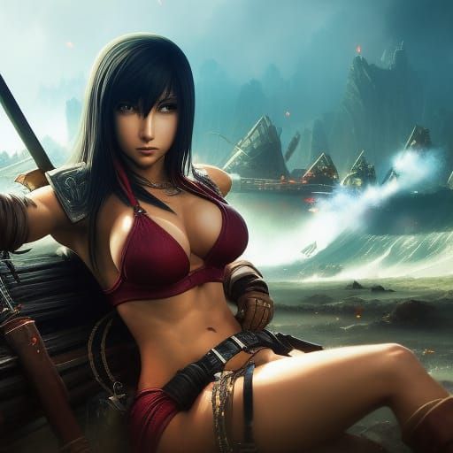 Tifa from Final Fantasy VII just chillin