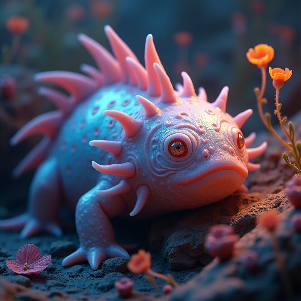 Iridescent Axolotl in Mystical Environment, Fantasy Concept ...