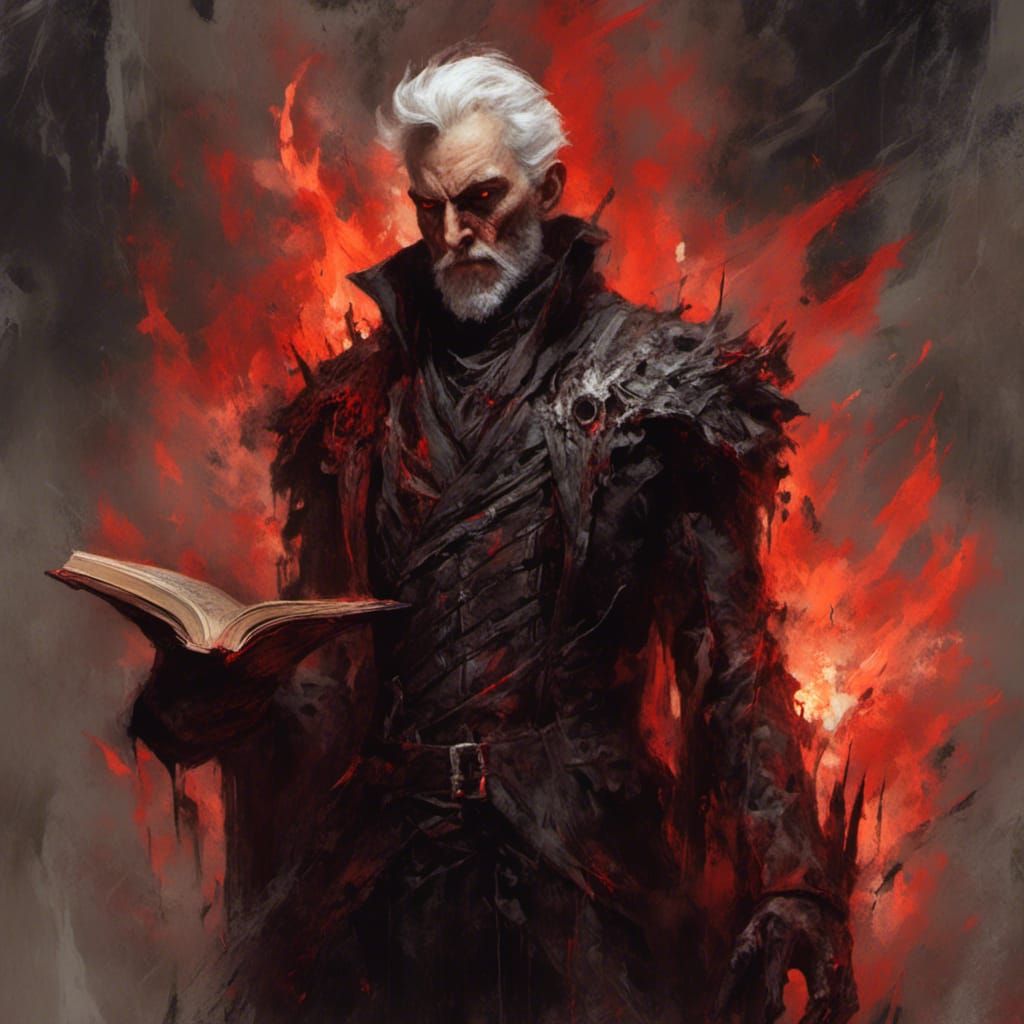 Demonic Warrior in Black and Red Armor