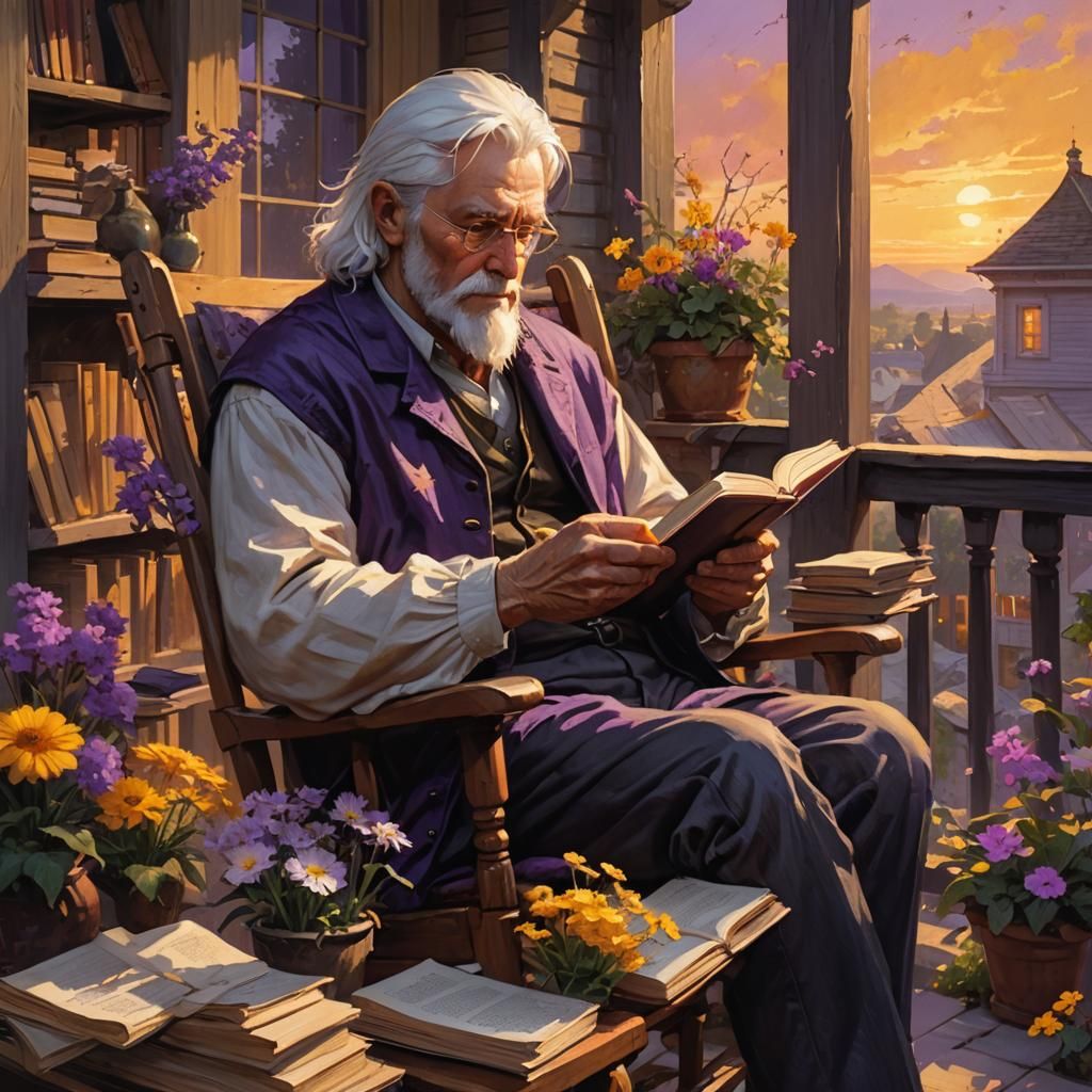 Sunset Portrait of an Old Man in Greg Rutkowski Style