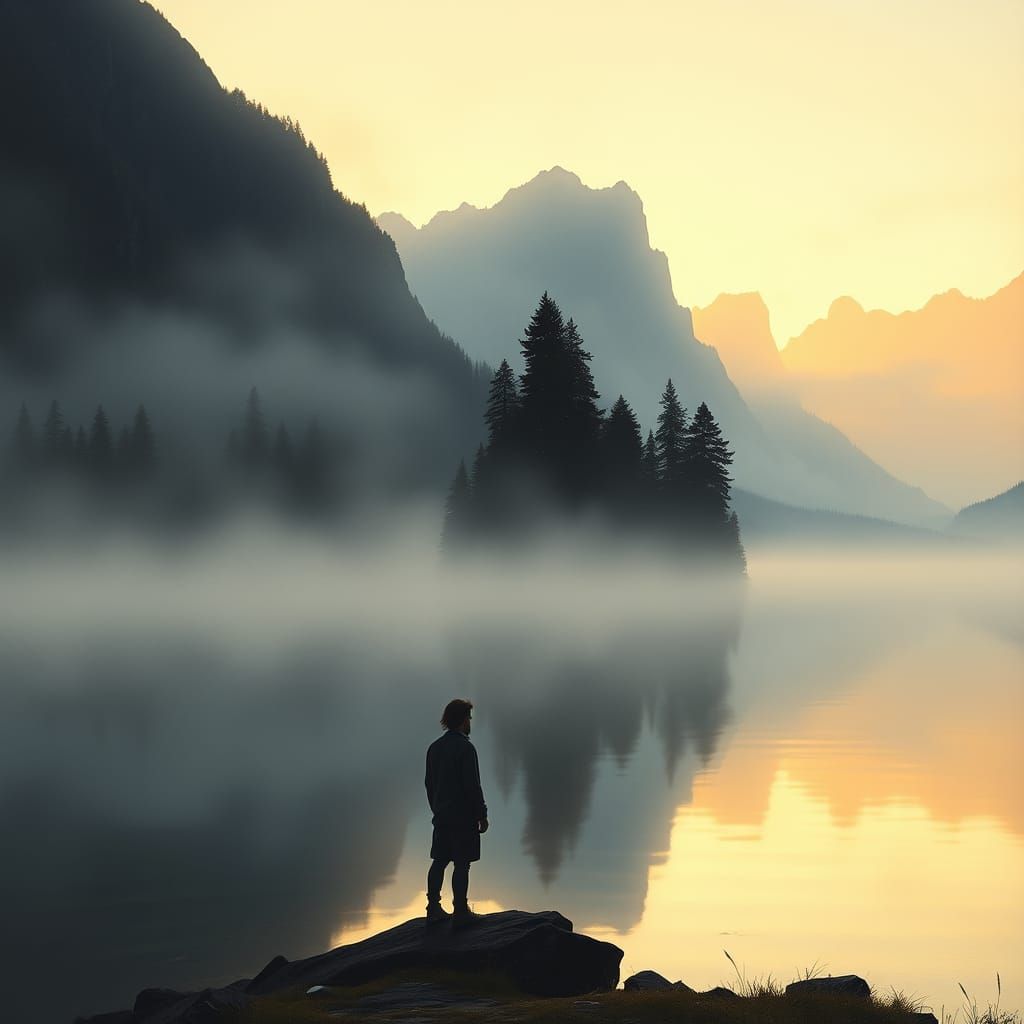 Peaceful Lake Landscape at Dusk